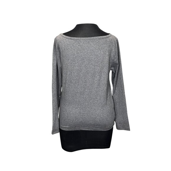 Shein L Silver Shimmer Long Sleeve Womens Top Polyester/Elastane - Picture 3 of 10